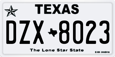 TX license plate DZX8023