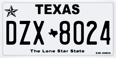 TX license plate DZX8024