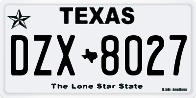 TX license plate DZX8027
