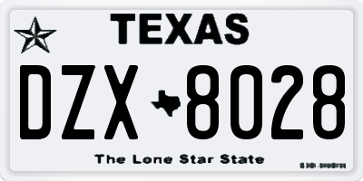 TX license plate DZX8028