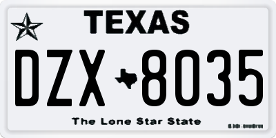 TX license plate DZX8035