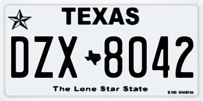 TX license plate DZX8042