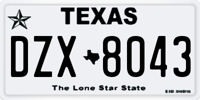 TX license plate DZX8043