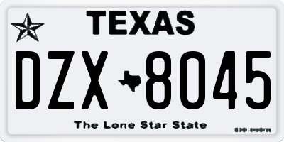 TX license plate DZX8045