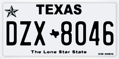 TX license plate DZX8046