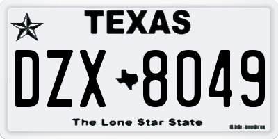 TX license plate DZX8049
