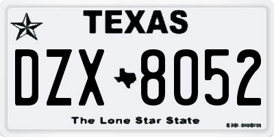 TX license plate DZX8052