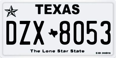 TX license plate DZX8053