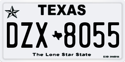 TX license plate DZX8055