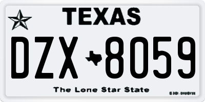 TX license plate DZX8059