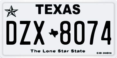 TX license plate DZX8074