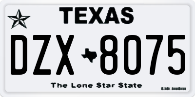 TX license plate DZX8075