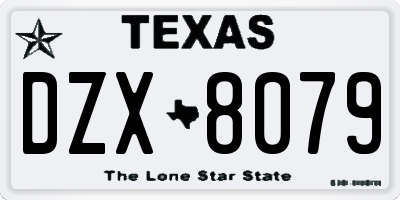TX license plate DZX8079