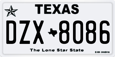 TX license plate DZX8086