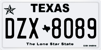 TX license plate DZX8089