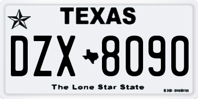 TX license plate DZX8090