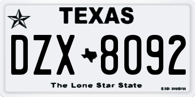 TX license plate DZX8092