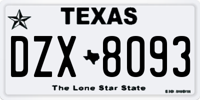 TX license plate DZX8093
