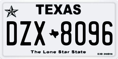 TX license plate DZX8096
