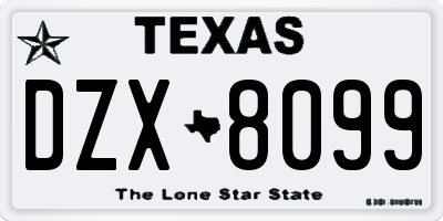 TX license plate DZX8099