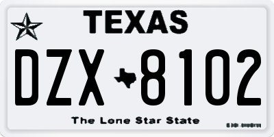 TX license plate DZX8102