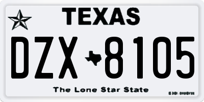 TX license plate DZX8105