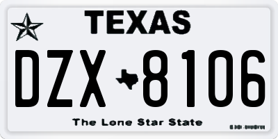 TX license plate DZX8106