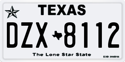 TX license plate DZX8112