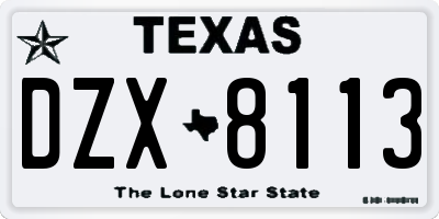 TX license plate DZX8113