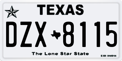 TX license plate DZX8115