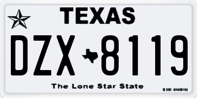 TX license plate DZX8119