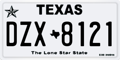 TX license plate DZX8121