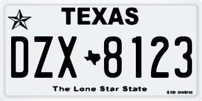TX license plate DZX8123