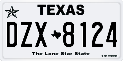 TX license plate DZX8124