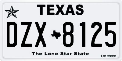 TX license plate DZX8125