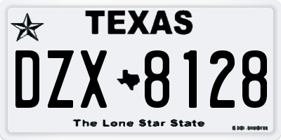TX license plate DZX8128