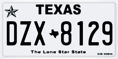 TX license plate DZX8129