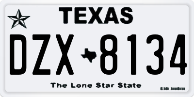 TX license plate DZX8134