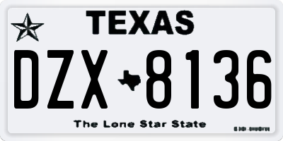 TX license plate DZX8136