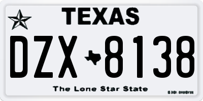 TX license plate DZX8138