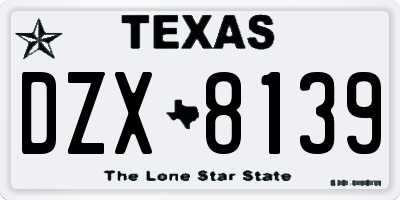 TX license plate DZX8139