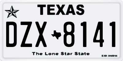 TX license plate DZX8141
