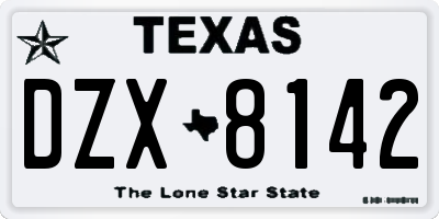 TX license plate DZX8142