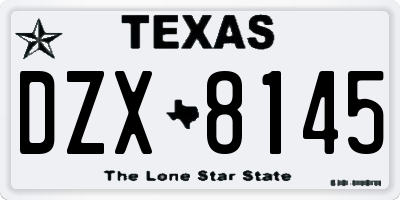 TX license plate DZX8145