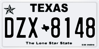 TX license plate DZX8148