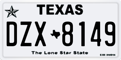 TX license plate DZX8149