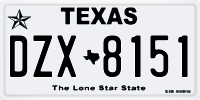 TX license plate DZX8151