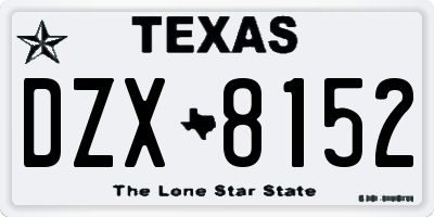 TX license plate DZX8152
