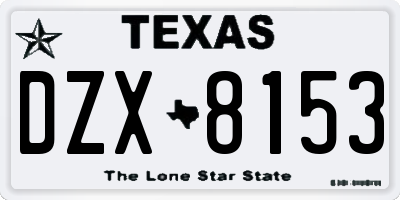 TX license plate DZX8153