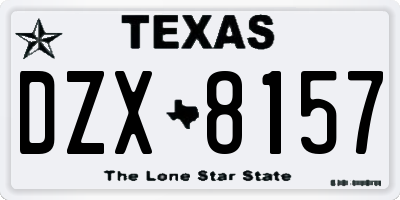 TX license plate DZX8157